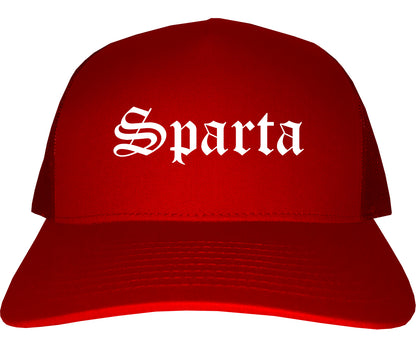 Sparta Illinois IL Old English Mens Trucker Hat Cap Red
