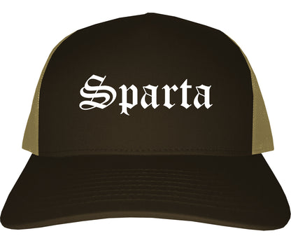 Sparta Tennessee TN Old English Mens Trucker Hat Cap Brown