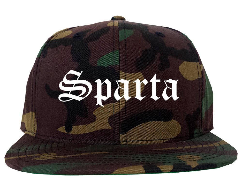 Sparta Wisconsin WI Old English Mens Snapback Hat Army Camo