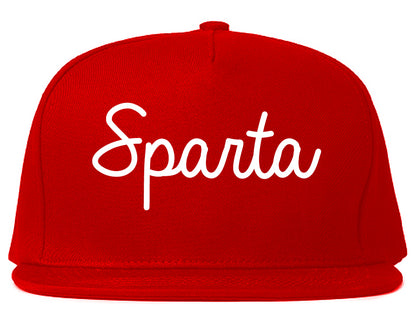 Sparta Wisconsin WI Script Mens Snapback Hat Red