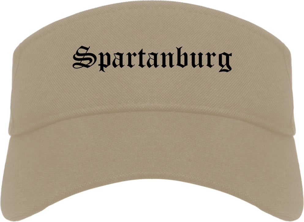Spartanburg South Carolina SC Old English Mens Visor Cap Hat Khaki