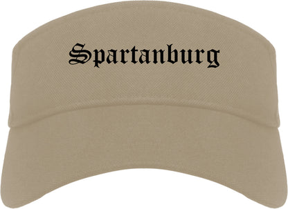 Spartanburg South Carolina SC Old English Mens Visor Cap Hat Khaki