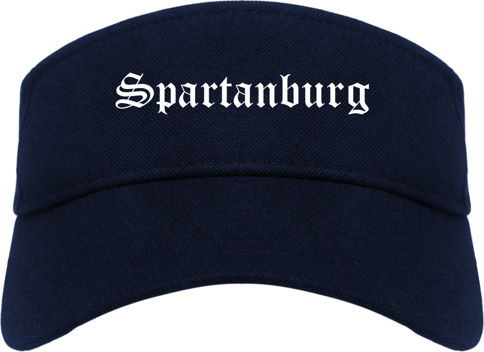 Spartanburg South Carolina SC Old English Mens Visor Cap Hat Navy Blue
