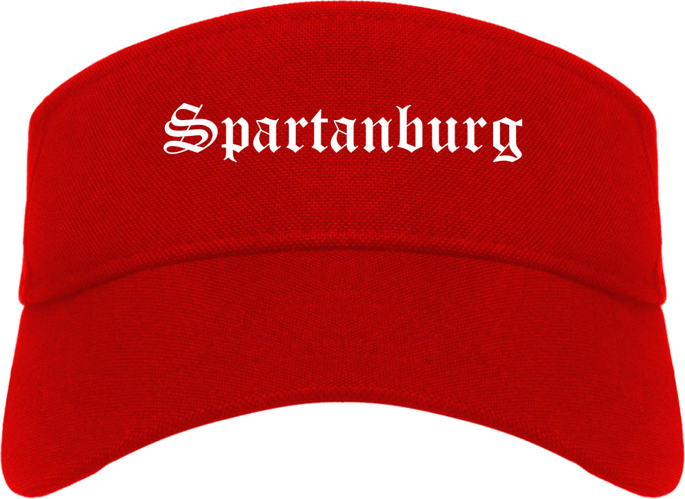 Spartanburg South Carolina SC Old English Mens Visor Cap Hat Red