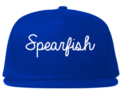 Spearfish South Dakota SD Script Mens Snapback Hat Royal Blue
