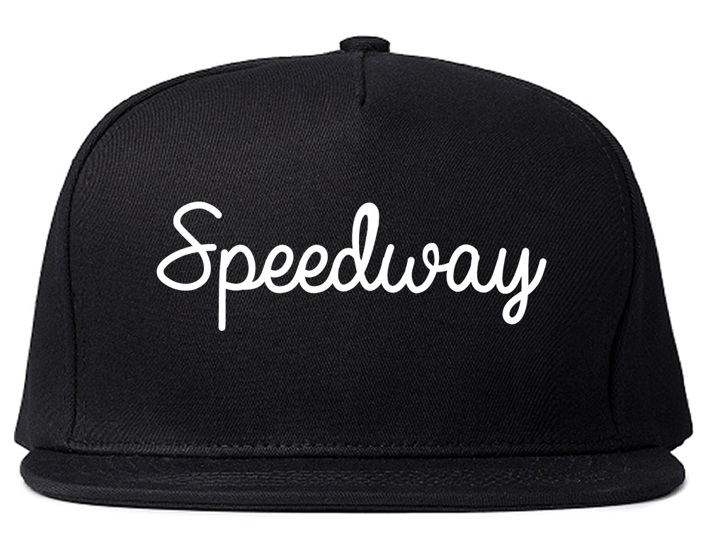 Speedway Indiana IN Script Mens Snapback Hat Black