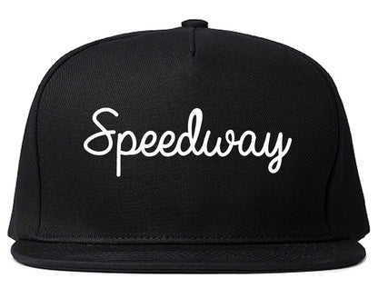 Speedway Indiana IN Script Mens Snapback Hat Black
