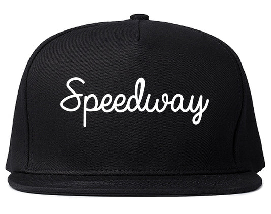 Speedway Indiana IN Script Mens Snapback Hat Black