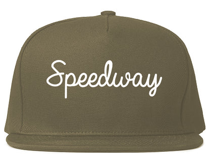 Speedway Indiana IN Script Mens Snapback Hat Grey