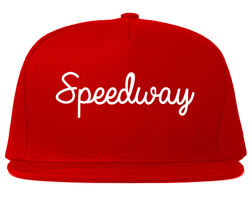 Speedway Indiana IN Script Mens Snapback Hat Red