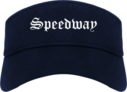 Speedway Indiana IN Old English Mens Visor Cap Hat Navy Blue