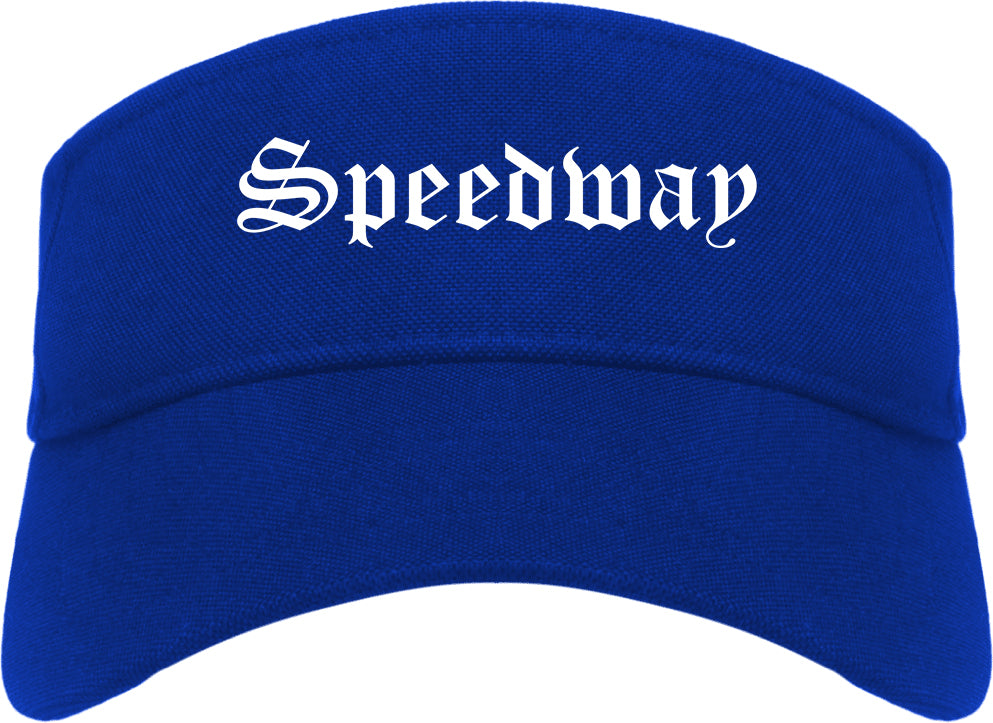 Speedway Indiana IN Old English Mens Visor Cap Hat Royal Blue