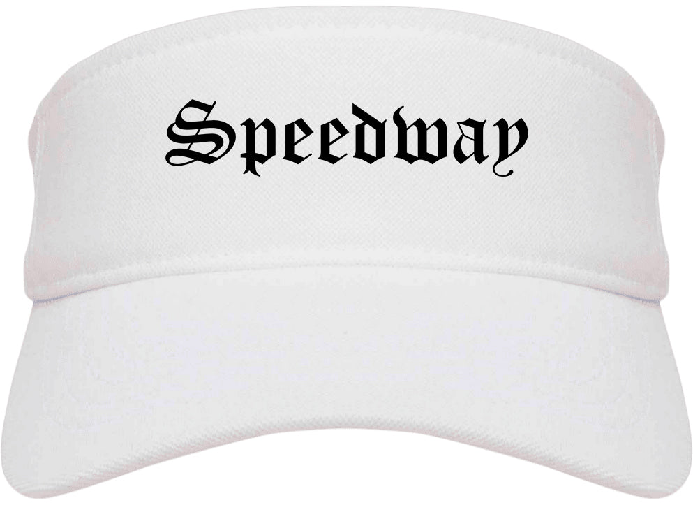 Speedway Indiana IN Old English Mens Visor Cap Hat White
