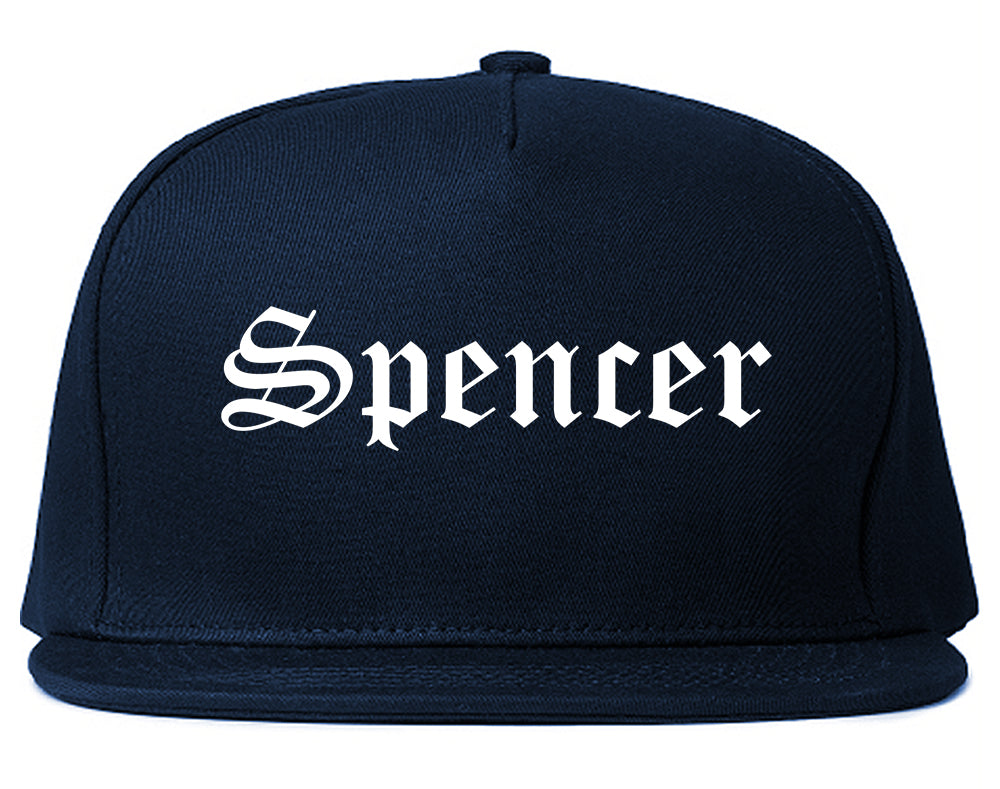 Spencer Iowa IA Old English Mens Snapback Hat Navy Blue