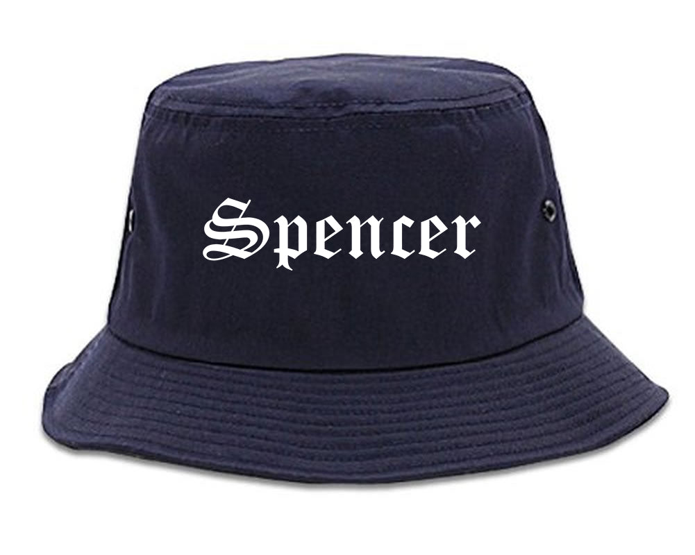 Spencer Iowa IA Old English Mens Bucket Hat Navy Blue