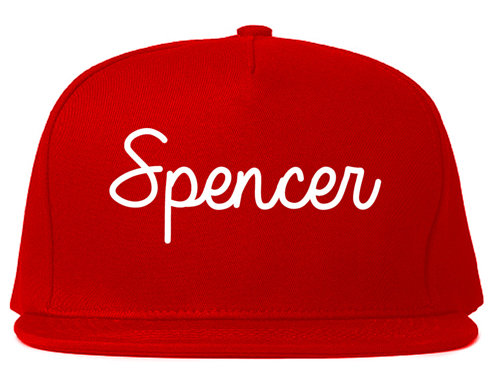 Spencer Iowa IA Script Mens Snapback Hat Red