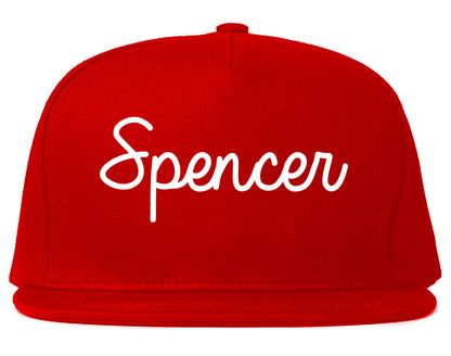 Spencer Iowa IA Script Mens Snapback Hat Red