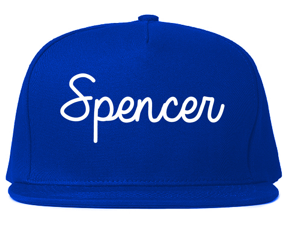 Spencer Iowa IA Script Mens Snapback Hat Royal Blue