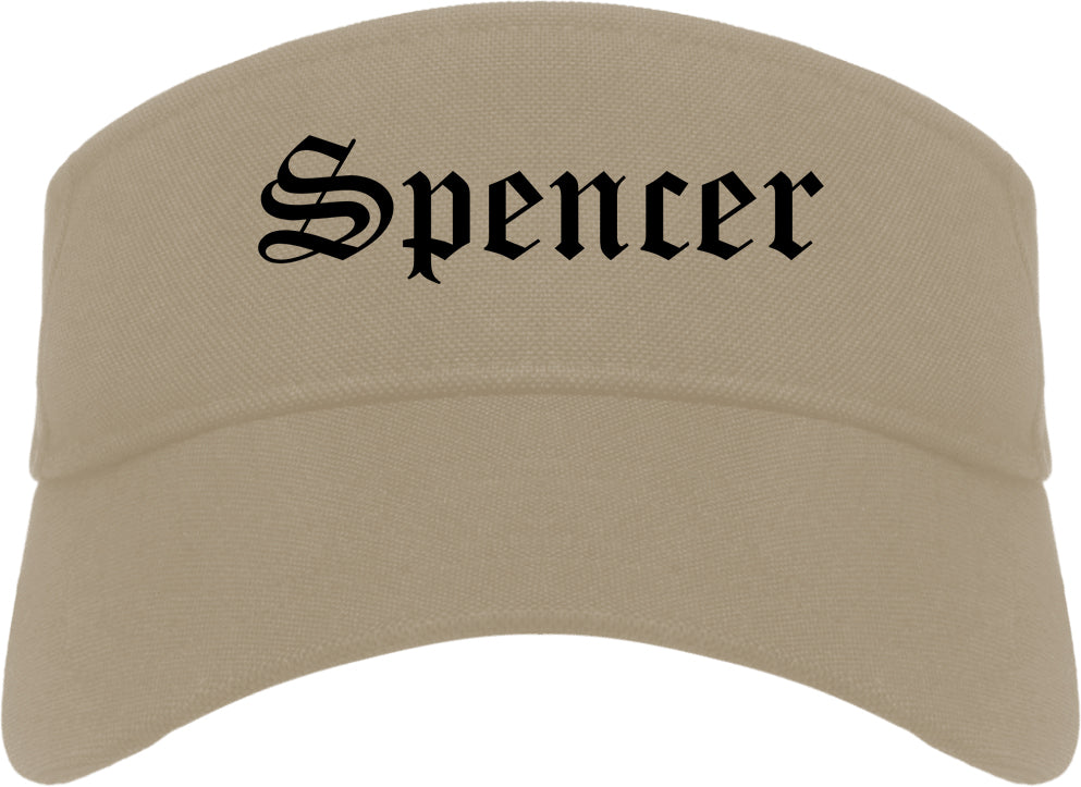 Spencer Iowa IA Old English Mens Visor Cap Hat Khaki