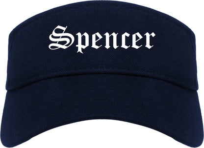 Spencer Iowa IA Old English Mens Visor Cap Hat Navy Blue