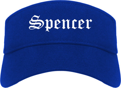 Spencer Iowa IA Old English Mens Visor Cap Hat Royal Blue
