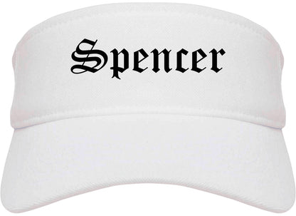 Spencer Iowa IA Old English Mens Visor Cap Hat White