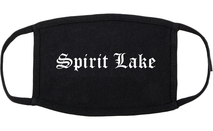 Spirit Lake Iowa IA Old English Cotton Face Mask Black