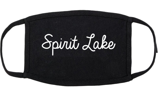 Spirit Lake Iowa IA Script Cotton Face Mask Black