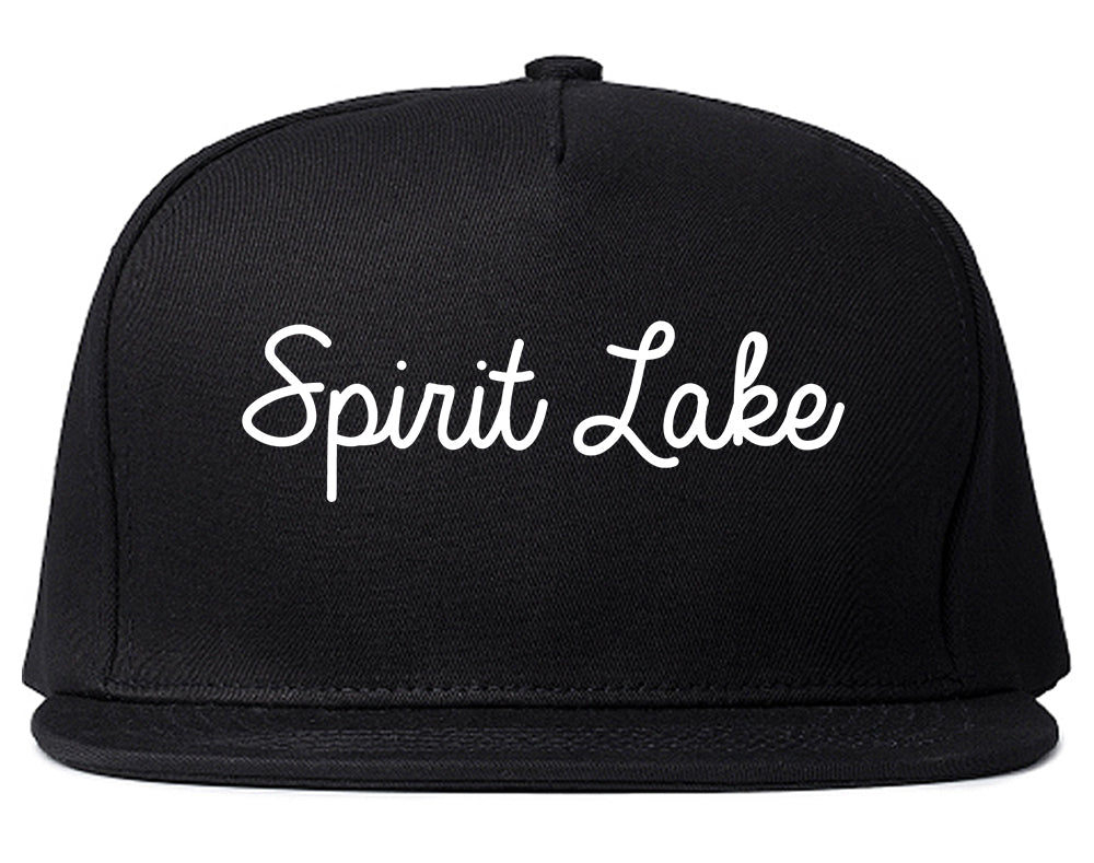 Spirit Lake Iowa IA Script Mens Snapback Hat Black