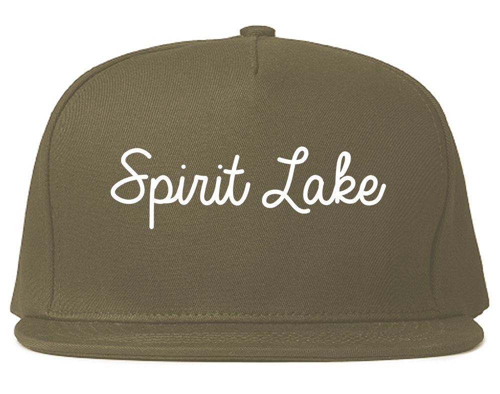 Spirit Lake Iowa IA Script Mens Snapback Hat Grey