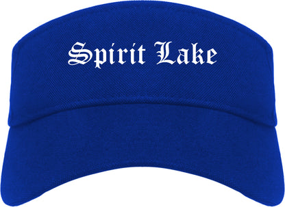 Spirit Lake Iowa IA Old English Mens Visor Cap Hat Royal Blue