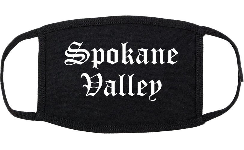 Spokane Valley Washington WA Old English Cotton Face Mask Black