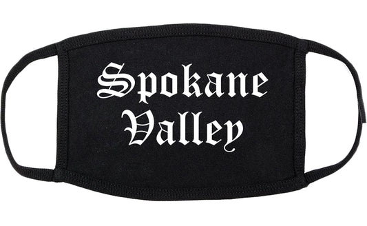 Spokane Valley Washington WA Old English Cotton Face Mask Black