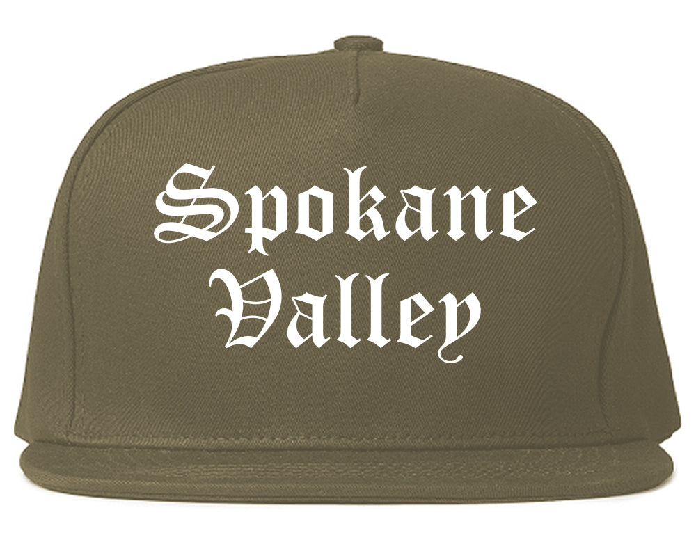 Spokane Valley Washington WA Old English Mens Snapback Hat Grey