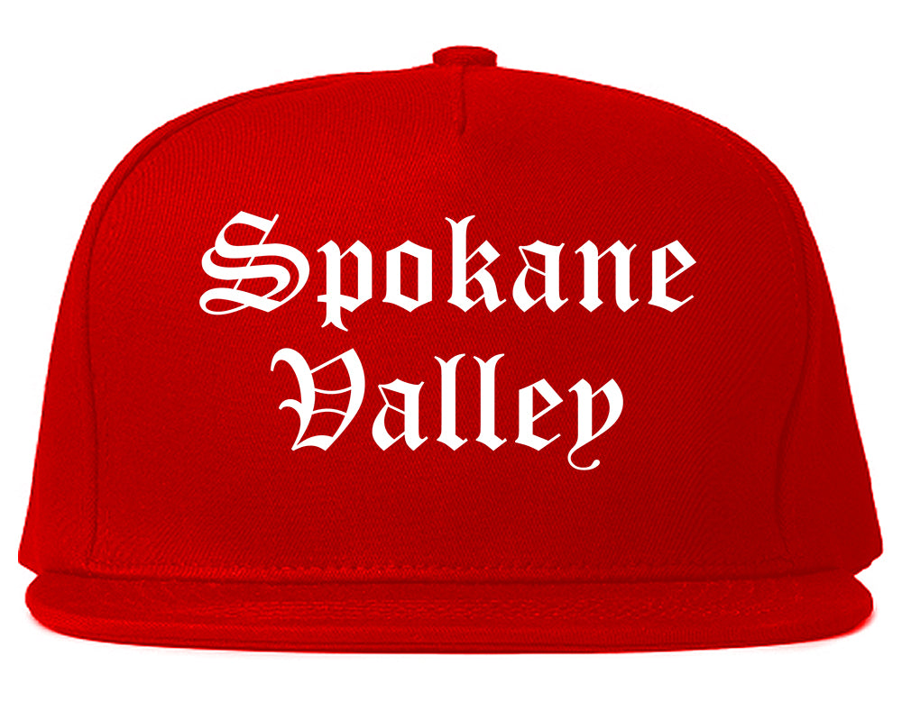 Spokane Valley Washington WA Old English Mens Snapback Hat Red