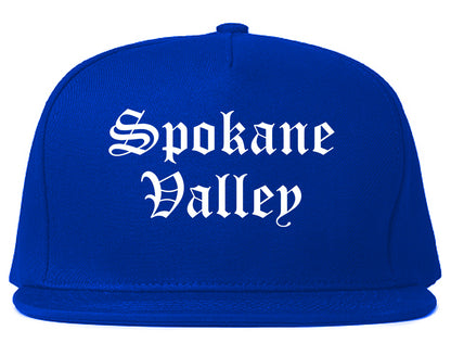 Spokane Valley Washington WA Old English Mens Snapback Hat Royal Blue