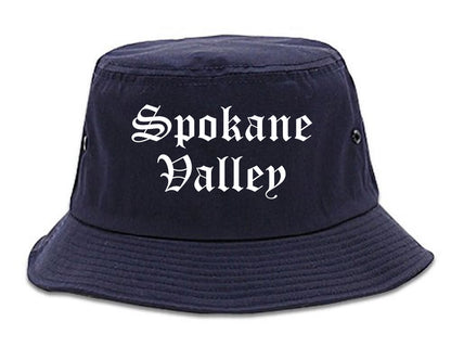 Spokane Valley Washington WA Old English Mens Bucket Hat Navy Blue