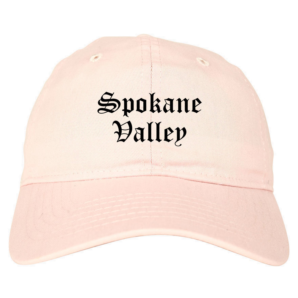 Spokane Valley Washington WA Old English Mens Dad Hat Baseball Cap Pink