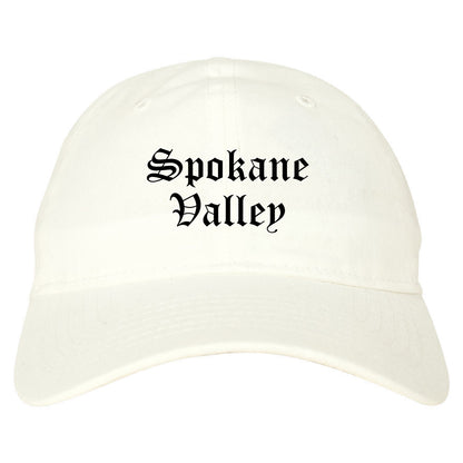Spokane Valley Washington WA Old English Mens Dad Hat Baseball Cap White
