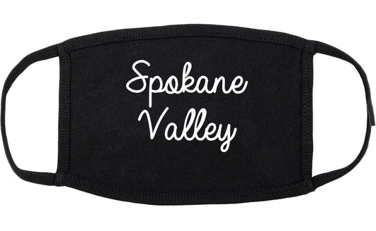 Spokane Valley Washington WA Script Cotton Face Mask Black