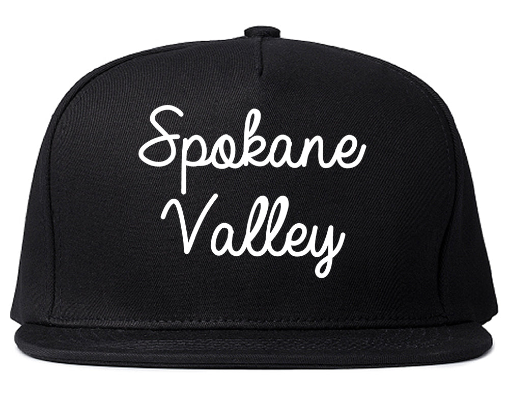 Spokane Valley Washington WA Script Mens Snapback Hat Black