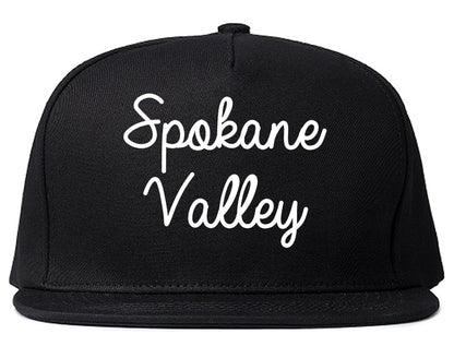 Spokane Valley Washington WA Script Mens Snapback Hat Black