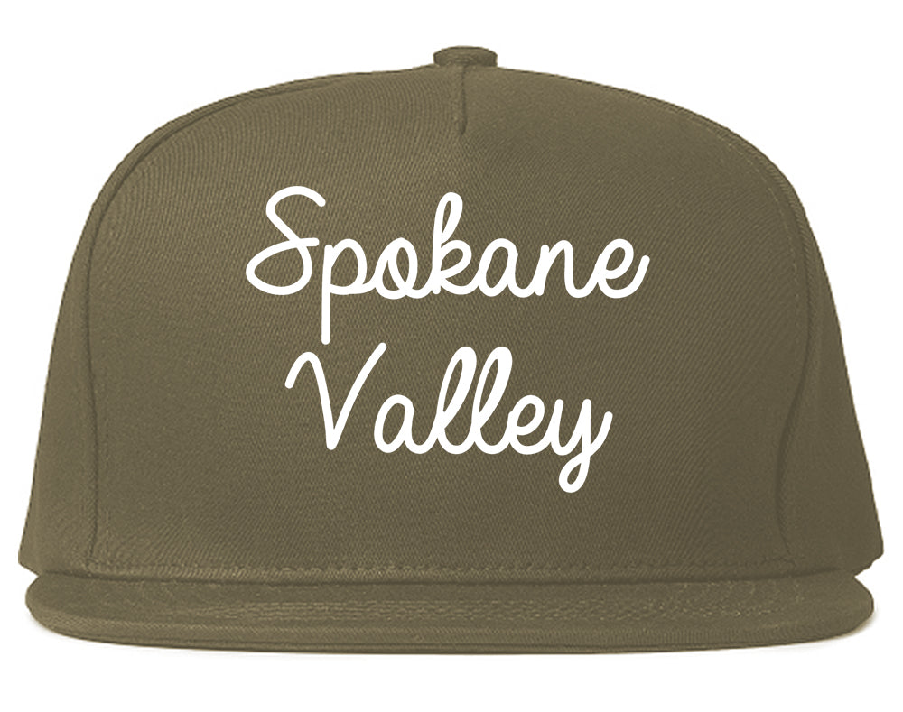 Spokane Valley Washington WA Script Mens Snapback Hat Grey