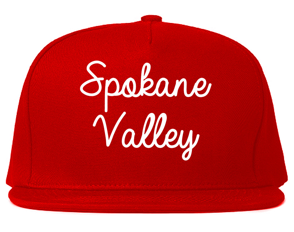 Spokane Valley Washington WA Script Mens Snapback Hat Red