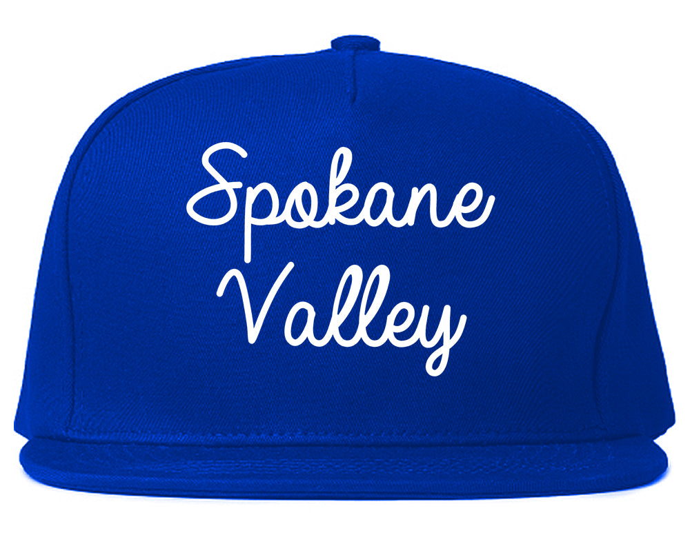 Spokane Valley Washington WA Script Mens Snapback Hat Royal Blue
