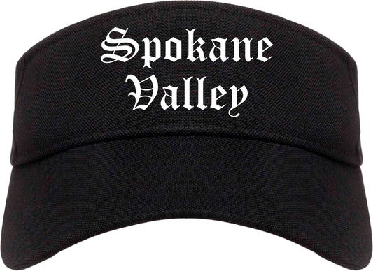 Spokane Valley Washington WA Old English Mens Visor Cap Hat Black