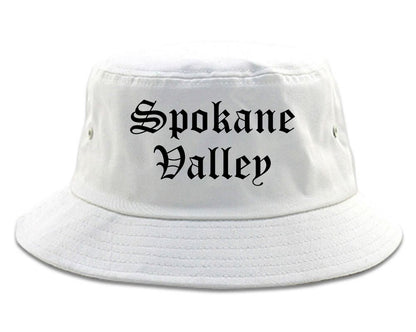 Spokane Valley Washington WA Old English Mens Bucket Hat White