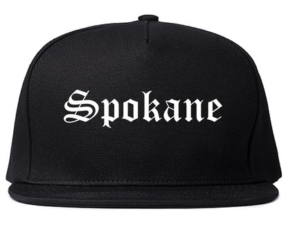 Spokane Washington WA Old English Mens Snapback Hat Black