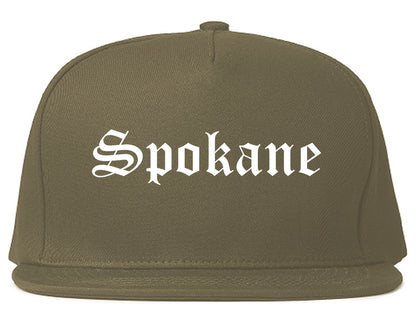 Spokane Washington WA Old English Mens Snapback Hat Grey