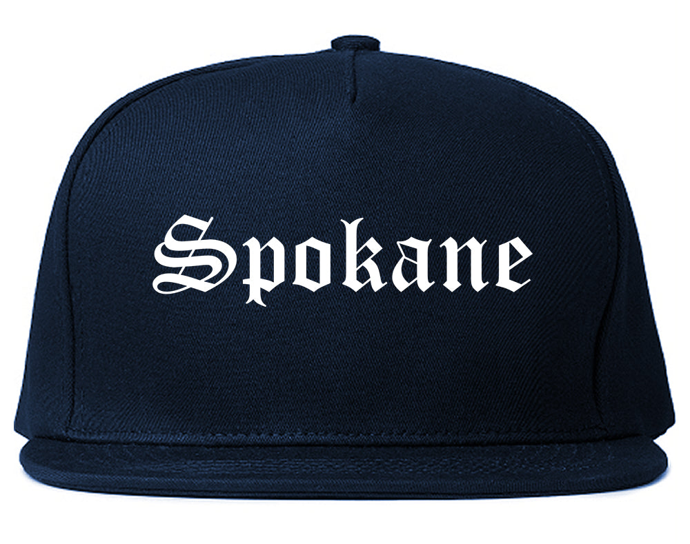 Spokane Washington WA Old English Mens Snapback Hat Navy Blue